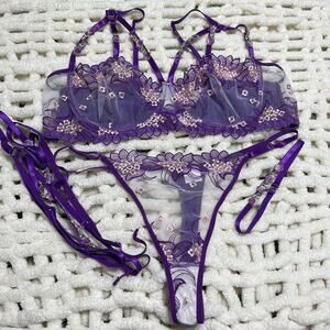 Deep Purple Floral Sexy Lingerie Size 4XL Set 4 Pieces New SHEIN